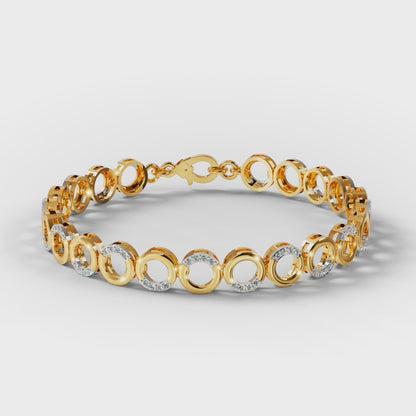 The Circle Link - Two-Tone Gold Diamond Pavé Geometric Bracelet