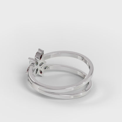Ruby & Diamond Floating Star Cluster Ring