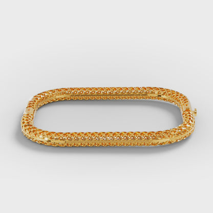 Rose Gold Woven Diamond Bracelet with Pavé Diamond Bar