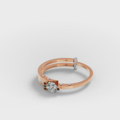 Double Rail Open-Shank Solitaire Ring