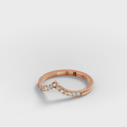 The Chevron Band - Gold Diamond V-Shape Stackable Ring by Gehnok