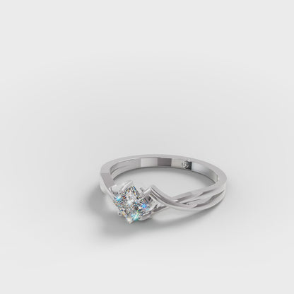 Princess Cut Twist Crossover Ring