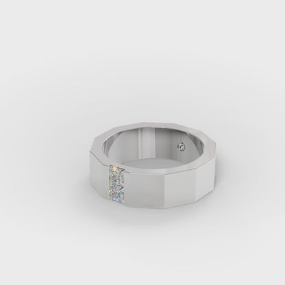 The Facet - Men's Faceted Princess Cut Diamond Duo Ring