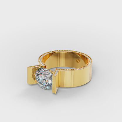 The Floating Stone - Men's Bar Set Diamond Ring