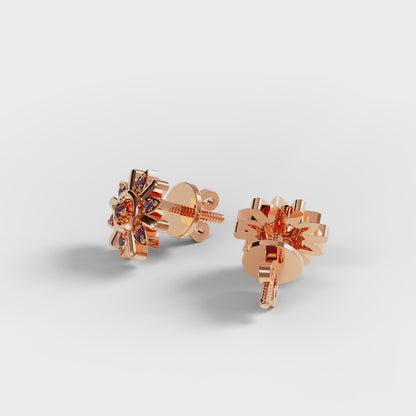 The Compass Star - Ruby Sunburst Stud Earrings by Gehnok