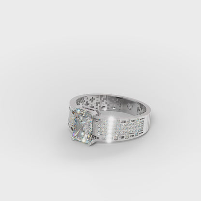 The Lattice - Men's Emerald Cut Diamond & Pavé Ring