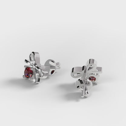 The Little Bow -  Ruby Bow Stud Earrings
