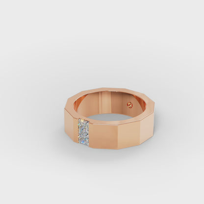 The Facet - Men's Faceted Princess Cut Diamond Duo Ring