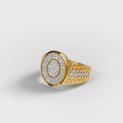 The Woven Dome - Tri-Color Gold Diamond Cluster Ring