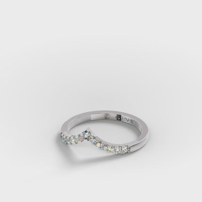 The Chevron Band - Gold Diamond V-Shape Stackable Ring by Gehnok