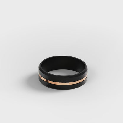 The Onyx Stripe - Black Onyx Band with Gold Center Inlay