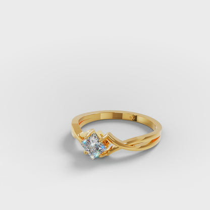 Princess Cut Twist Crossover Ring