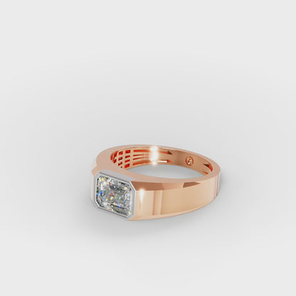 The Executive Two-Tone Gold Men's East-West Emerald Cut Diamond Ring