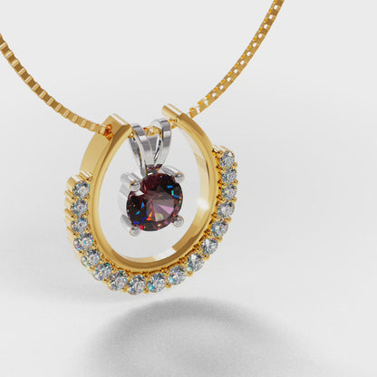 The Floating Ruby - Horseshoe Halo Pendant