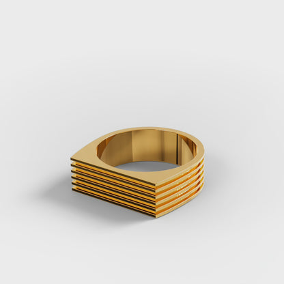 The Architect - Men's Grooved Stripe Band Ring by Gehnok