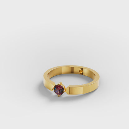 Geometric Notch Solitaire Ring