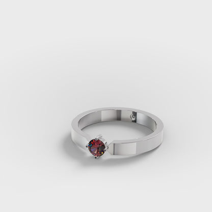 Geometric Notch Solitaire Ring