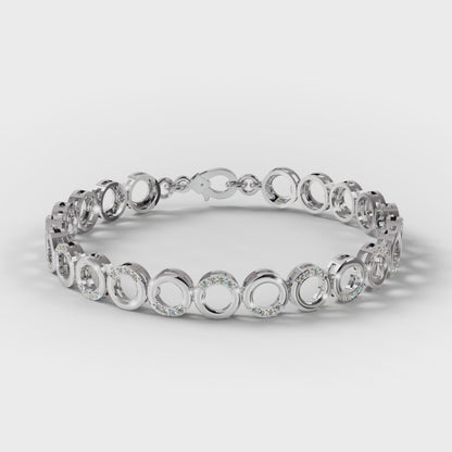The Circle Link - Two-Tone Gold Diamond Pavé Geometric Bracelet