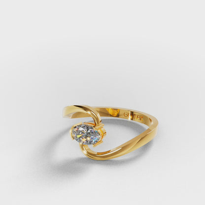The Swirl - Oval Diamond Bypass Loop Ring by Gehnok