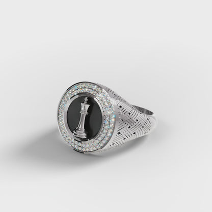 The King - Chess King Diamond Signet | onyx Ring by Gehnok