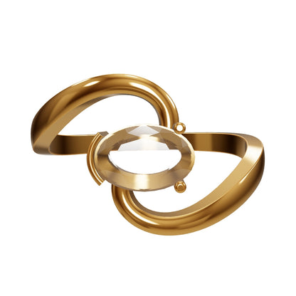 The Swirl - Oval Diamond Bypass Loop Ring by Gehnok