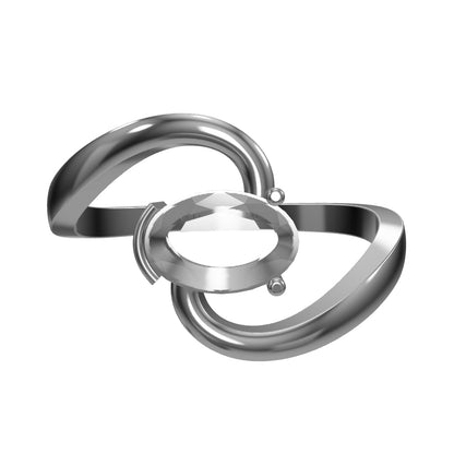 The Swirl - Oval Diamond Bypass Loop Ring by Gehnok